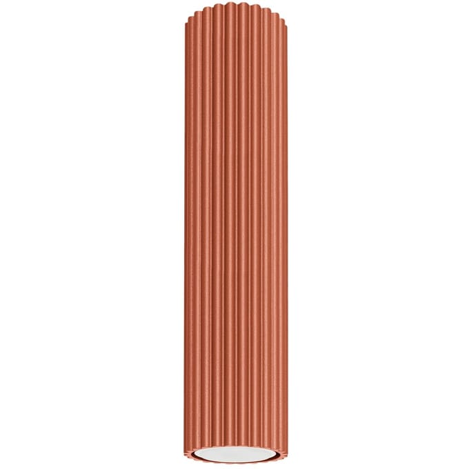 Plafondlamp KARBON 30 geribbelde buisspot van 30 cm - Sollux Lighting - IP20 - Okerrood aluminium behuizing - 6.5 x 6.5 x 30 cm - 1 x GU10 LED, exclusief lichtbron - Max. 10 W - Minimalistische plafondlamp voor slaapkamer, woonkamer en gang