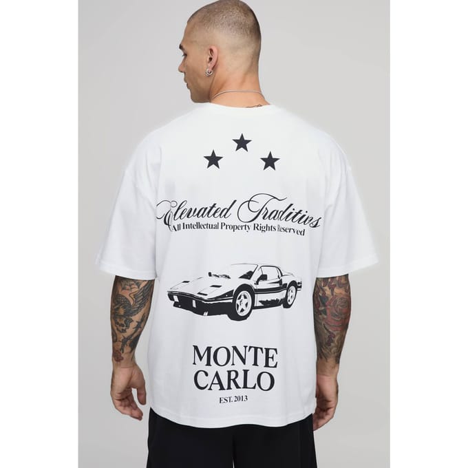 Monte Carlo Grand Prix Oversized T-Shirt | White | Size Medium