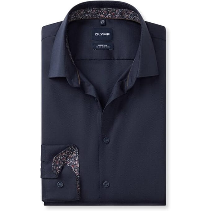 OLYMP No. Six Overhemd, Super Slim, Kent, Marineblauw