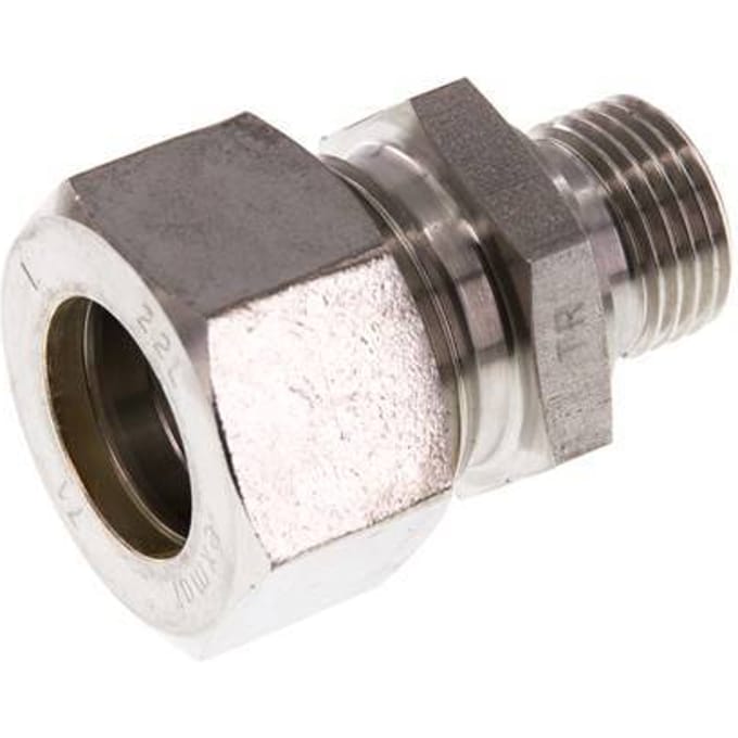 G 1/2'' Buitendraad x 22L RVS Rechte Knelfitting 160 Bar DIN 2353 - FL2S-MO-ST-012G-22-L