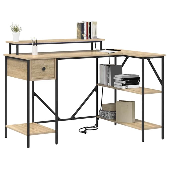 vidaXL - Bureau - Sonoma - Eik - 120 - x - 79 - x - 86,5 - cm - Bewerkt - hout