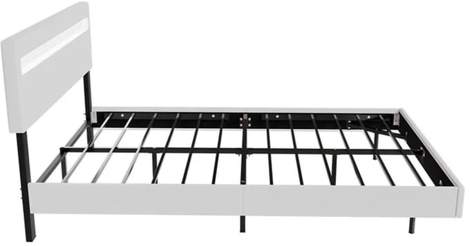 Zwevend Bed Lissabon - 140x200cm - Kunstleer - Incl. LED - Wit