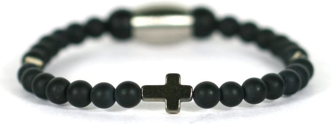 IbizaMen KIDS - pyrite kruis matte onyx 4mm - 14cm