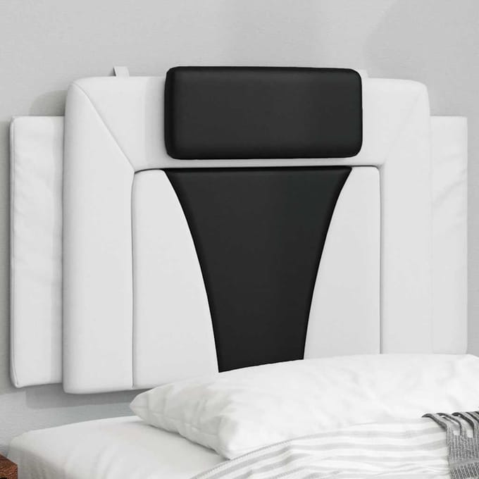 vidaXL - Hoofdbordkussen - "Viana" - 90 - cm - kunstleer - wit - en - zwart
