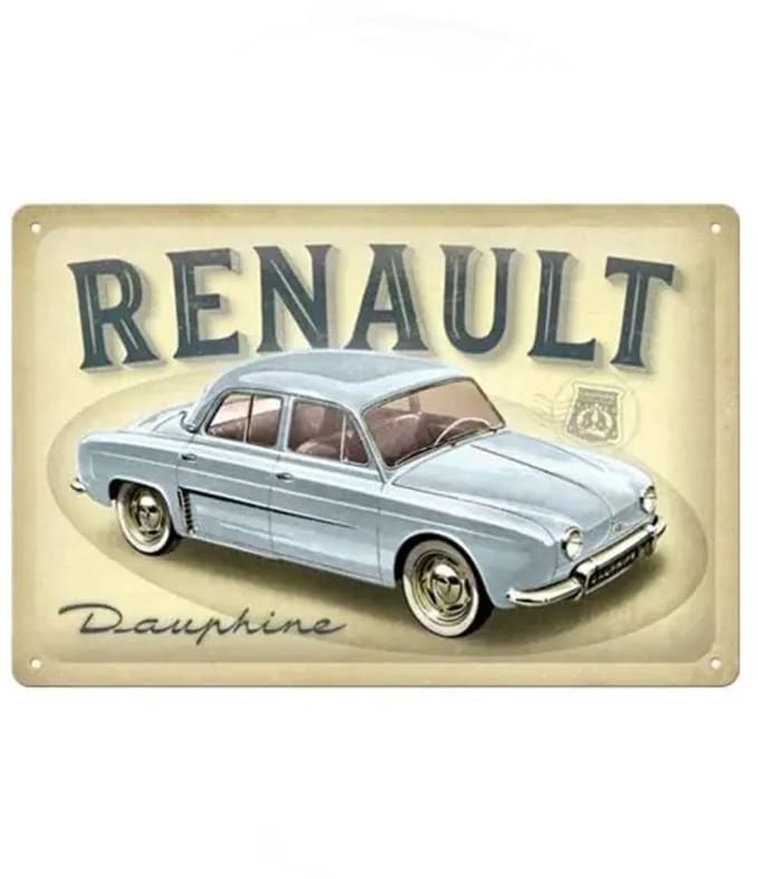 Metalen Bord 20x30 cm Renault Dauphine