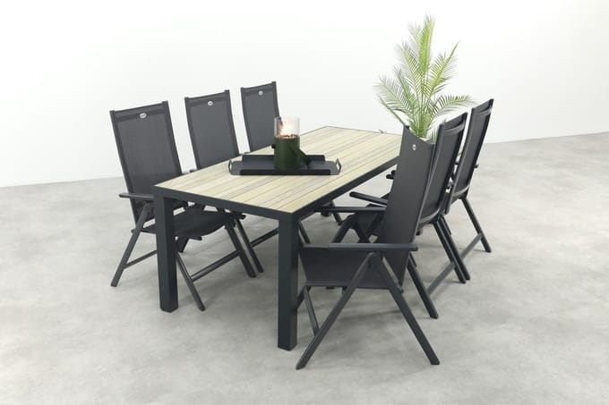 Hartman Napoli/Nola verstelbare tuinset 210x90 cm. - Antraciet/Houtlook