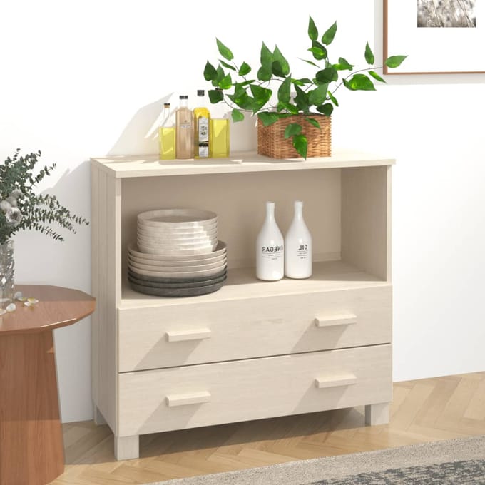 vidaXL - Dressoir - HAMAR - 85x35x80 - cm - massief - grenenhout - honingbruin