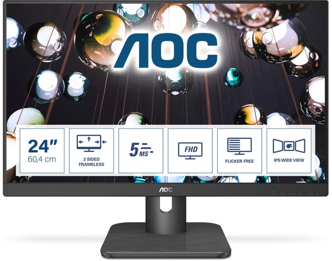 AOC Serie - Monitor - 23,8 inch - IPS - Full HD - Zwart