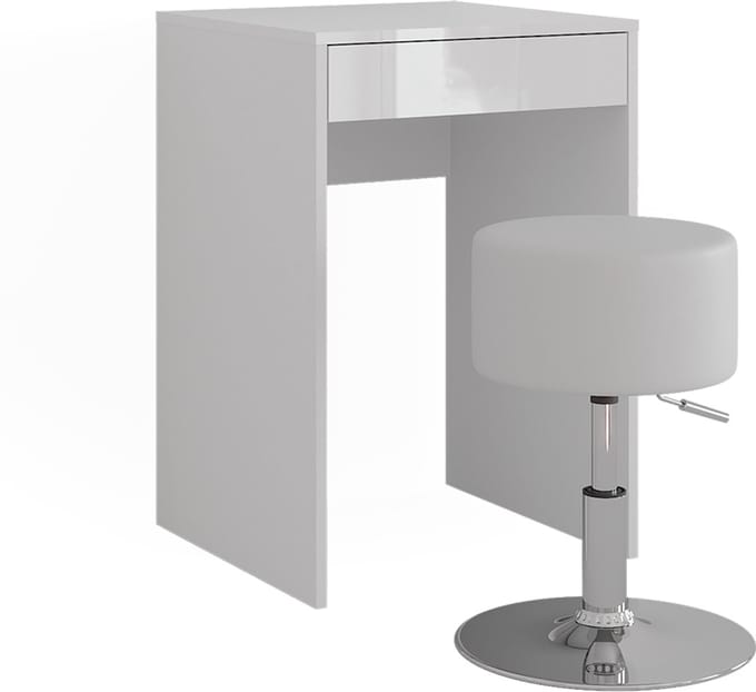Vicco Sherry Kaptafel – 51.4 cm met kruk Wit/wit hoogglans