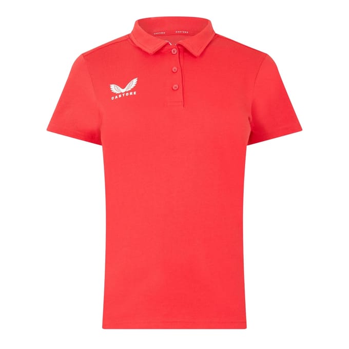 Castore Poloshirt met kraag en logo voor dames (Echt rood)