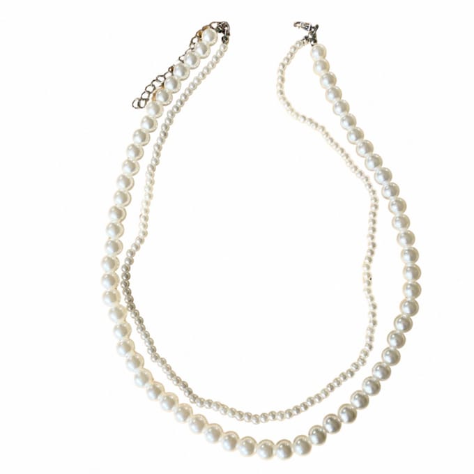 Parel ketting- Dubbel layer- Ivoor- 45 cm synthetische - Charme Bijoux