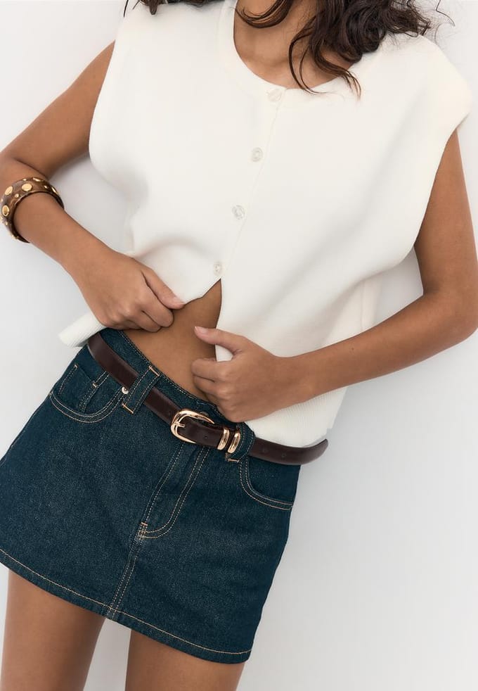 Stradivarius Basisleereffect riem met glans  Bruin 90
