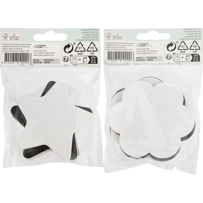 Canvas Nassau fine art ster en bloem 7,5cm magnetisch 4 stuks