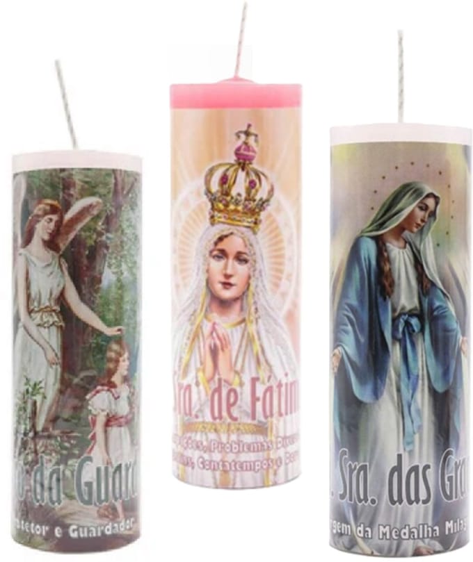 7 dagen kaars set van 3 - O.L.V. van Fatima Kaars - Beschermengel Kaars - Dankbaarheids Kaars