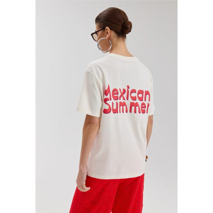 Harper & Yve Mexicanback-ss Tops & T-shirts Dames - Shirt - Creme - Maat XL