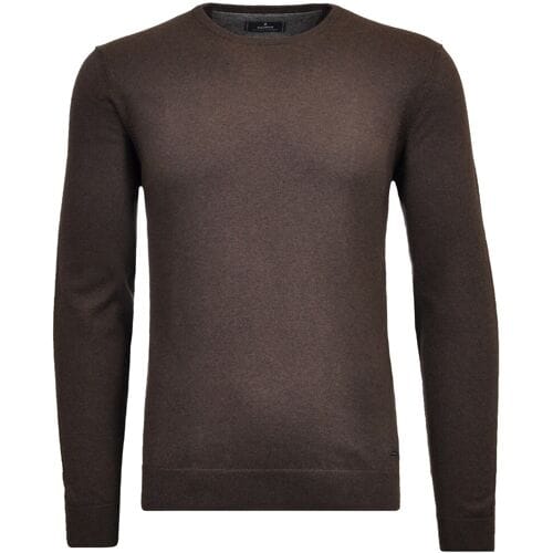 Ragman Trui Supersoft Knit Pullover Knitted Elbow Patches Bruin / male