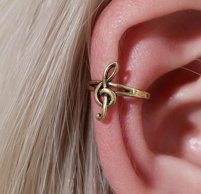 Muziek noot ear cuff | goud gekleurd