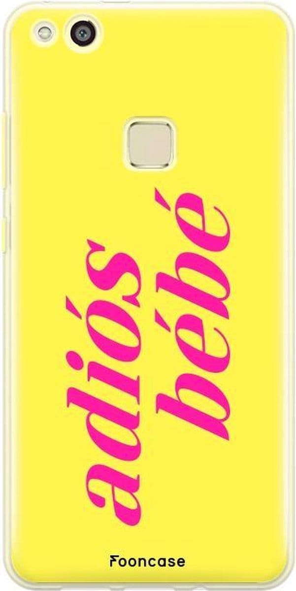 Fooncase Hoesje Geschikt voor Huawei P10 Lite - Shockproof Case - Back Cover / Soft Case - Adios Bebe / Geel & Roze