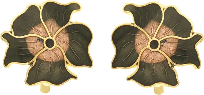 Behave - Oorclips dames - bloemmotief - zwart en bruin - 2,3 cm