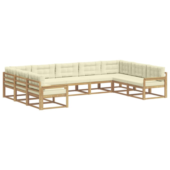 vidaXL - Buiten - bank - set - 9 - st - Wit - en - crèmekleurig