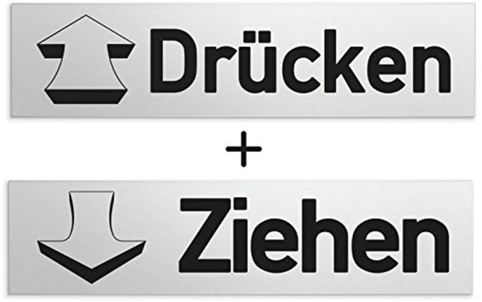 Aluminium Deurbordje Set met Druk en Trek 160 x 40 mm - Zelfklevend