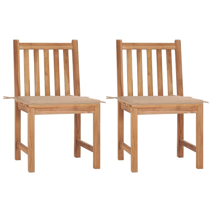 vidaXL - Tuinstoelen - 2 - st - met - kussens - massief - teakhout