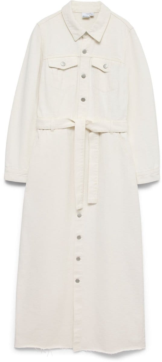 VERO MODA - VMMOLLY LS BELT ECRU ANK DRESS - Dames - Maxi jurken