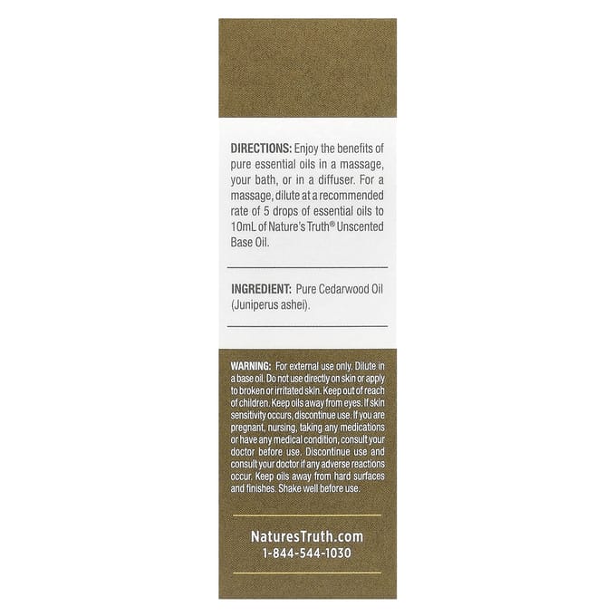 Nature'S Truth, Pure Essential Oil, Balancing Cedarwood, 0.51 Fl Oz (15 Ml)