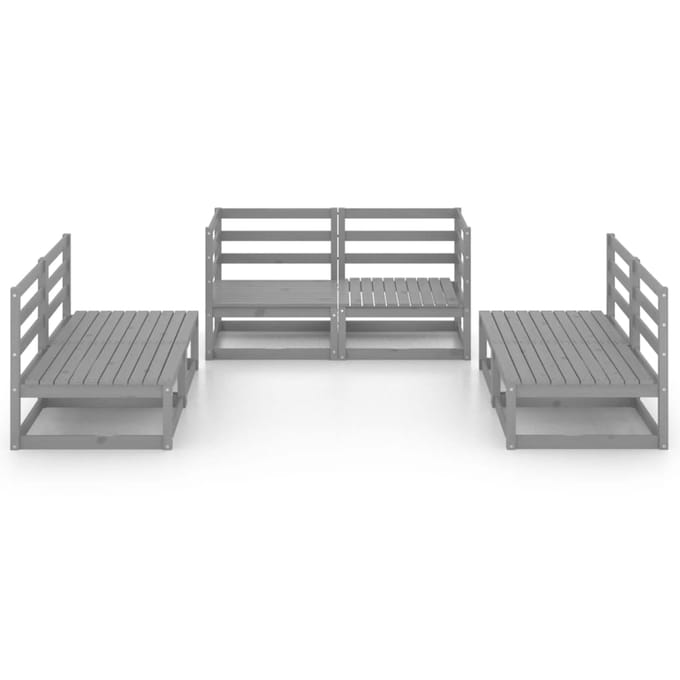 vidaXL - 6-delige - Loungeset - massief - grenenhout - grijs