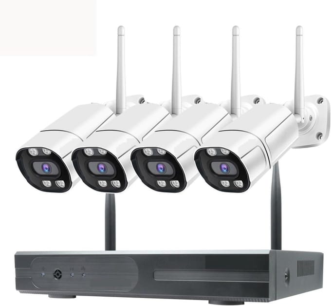 Beveiligingscamera Set - CCTV Systeem - Huisbewaking Buiten - 3MP Super Beeld - 4 Camera's - Wit