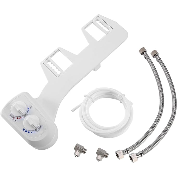 Warm/Koud Mondstuk Niet-Elektrisch Toilet Bidet Wasaansluiting voor Waterspray Badkamerbril wit