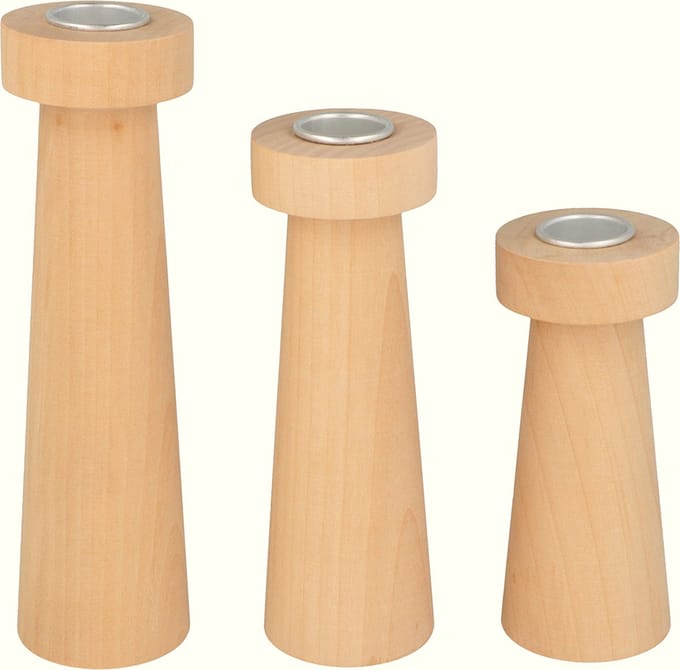 3 houten kaarsenhouders - Artemio