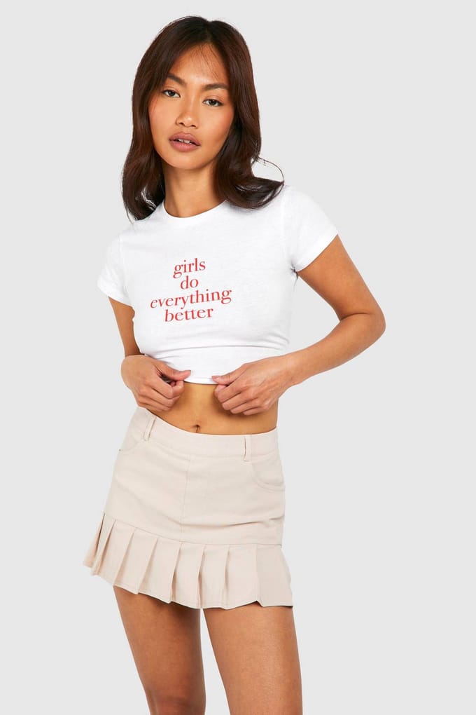 boohoo Dames Pleated Hem Micro Mini Skort | Steen | Maat: 42