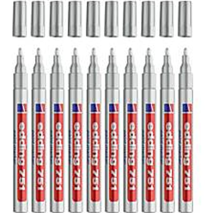 Permanente markeerstift Edding 751 Zilverkleurig 12 mm (10 Stuks)