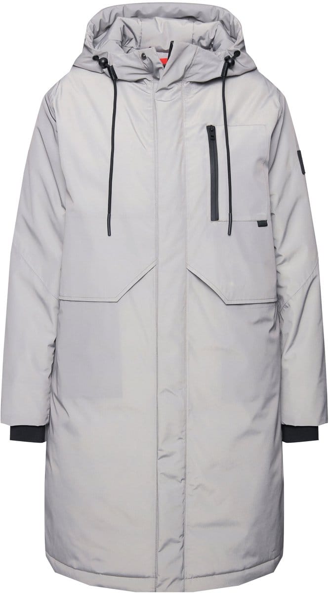 Ulla Popken - Dames - HYPRAR functionele mantel waterdicht gerecycled ritszak - Medium grijs - Maat 46+