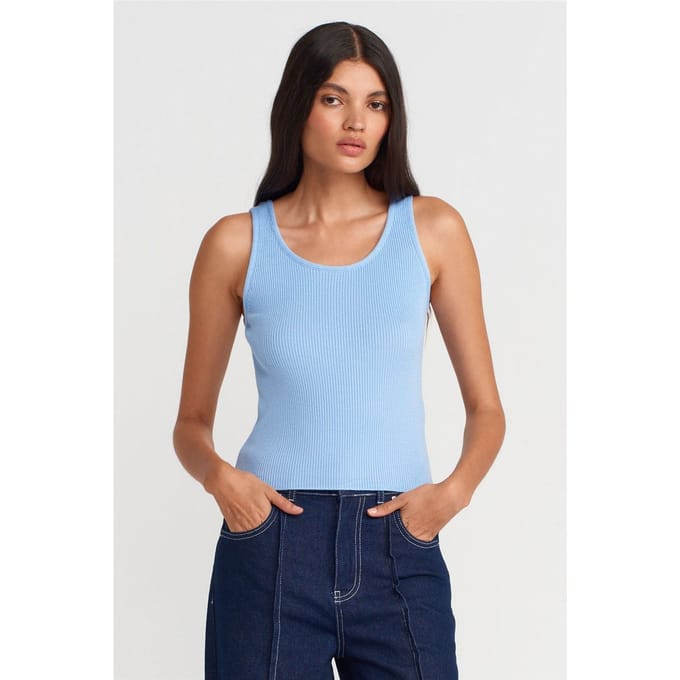 Geribbelde Mouwloze Gebreide Camiblouse