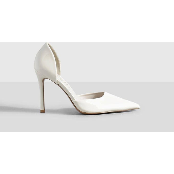 boohoo Dames Wide Fit Patent Cut Out Courtschoen | Ecru | Maat: 40