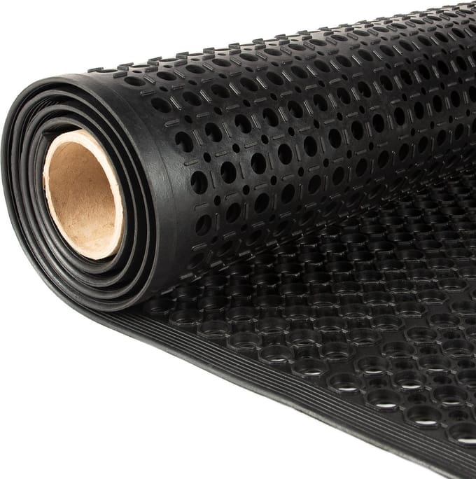 Rubbermagazijn - Rubber ringmat open bodem XXL met aflooprand - 594x90x1,2cm