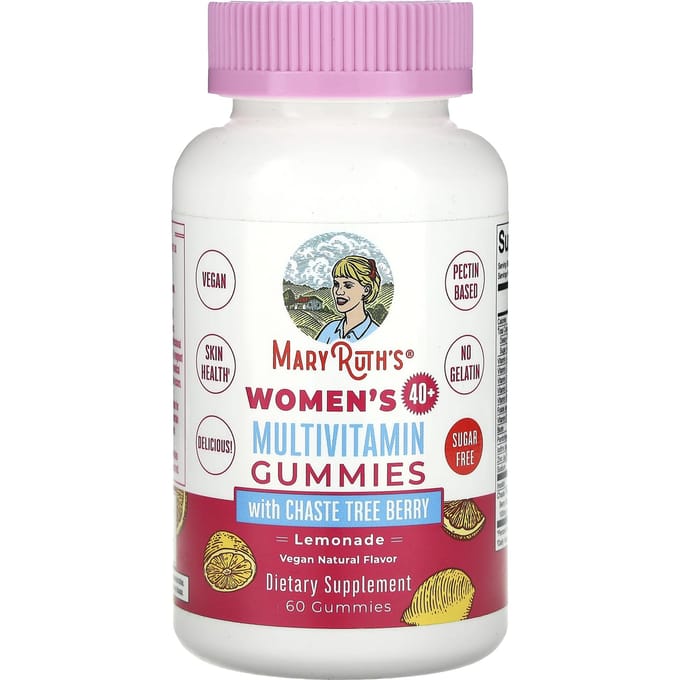 MaryRuth's, gummies multivitamines pour femmes de plus de 40 ans, contenant de la baie de marron, saveur citronnade, 60 gummies