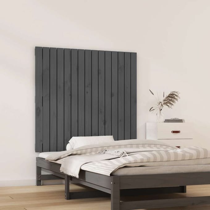 vidaXL - Wandhoofdbord - 95,5x3x90 - cm - massief - grenenhout - grijs