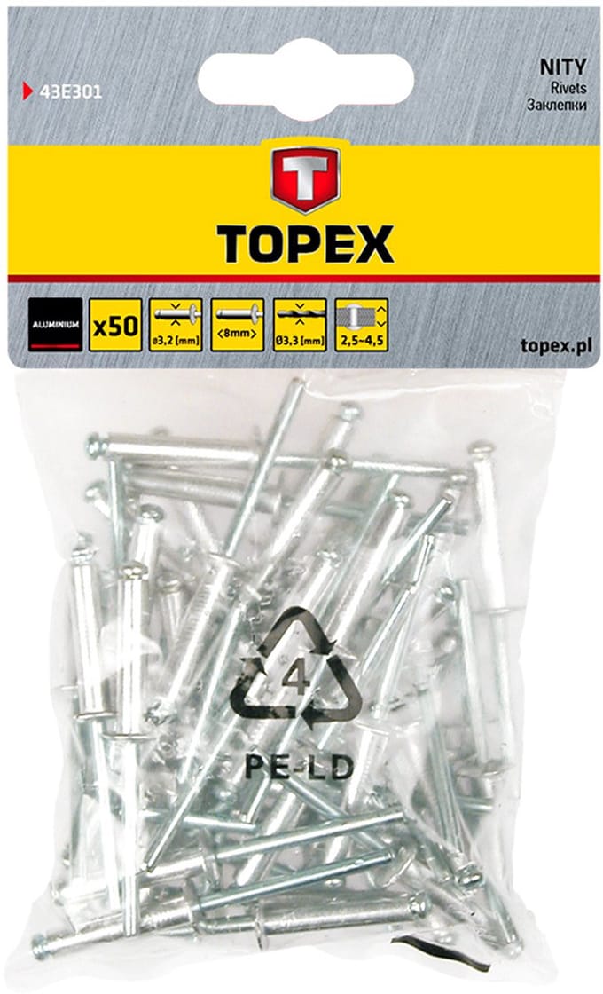 Popnagels 3,2 x 8 mm 50 Stuks Aluminium