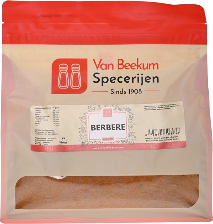 Van Beekum Specerijen - Berbere - 1 KG (hersluitbare stazak)