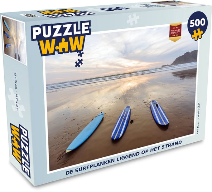 Puzzel De surfplanken liggend op het strand - Legpuzzel - Puzzel 500 stukjes