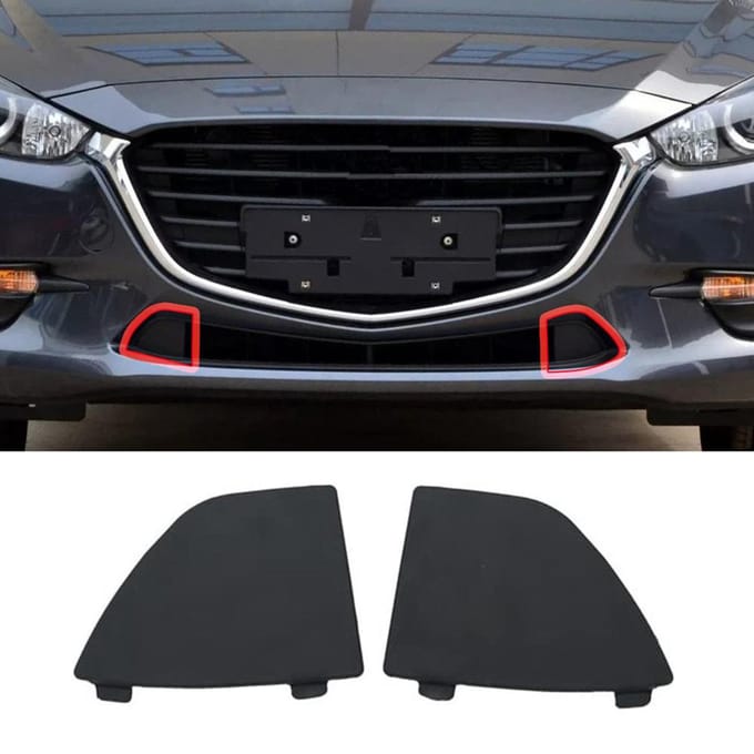 2 stuks Voorbumper Ondergrille Sleepoogafdekkingen Voor Mazda 3 2017-2018 B63B-50-101 black