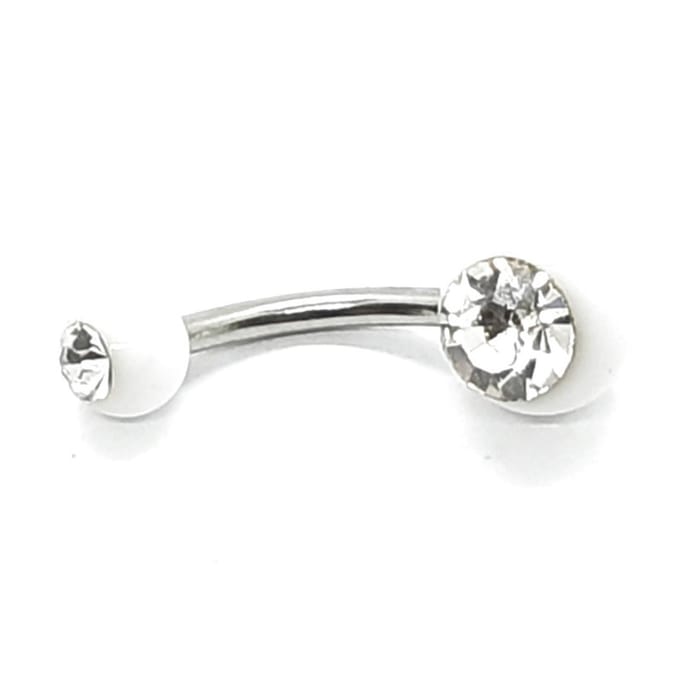 Navel Piercing - Wit Met Steentjes