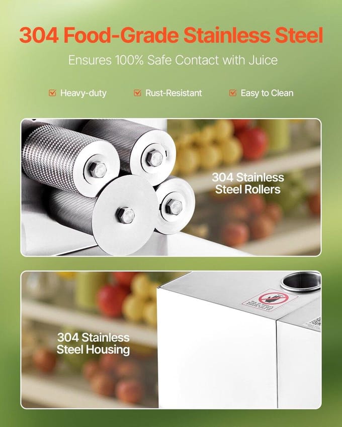 800W Commerciële Elektrische Suikerrietpers 661LBS/H 4 Rollen 2.4  Inlaat