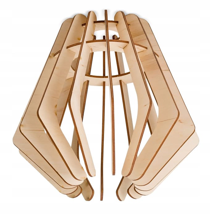Houten Lampenkap E27 Diamant Stijl - Natuurlijk Hout