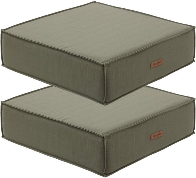 Hesperide Vloerkussen Korai - 2x - olijfgroen - PU-schuim/polyester - 45 x 45 cm - zitkussen