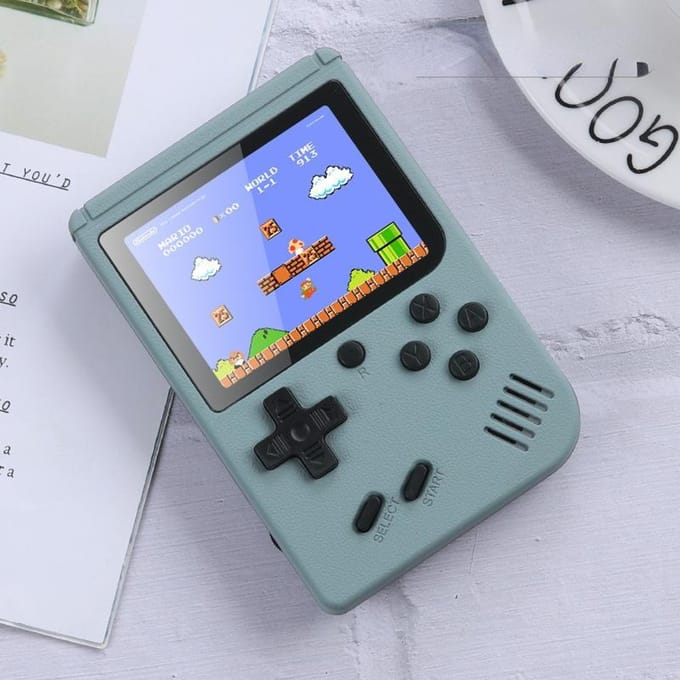 Macaron Mini Retro Handheld Game Console 500 In One Game Dubbel Kinderhuis TV Nostalgisch grijs