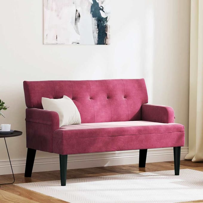 vidaXL - Chesterfield - Bank - Wijnrood - 112 - x - 65,5 - x - 75 - cm - Fluweel